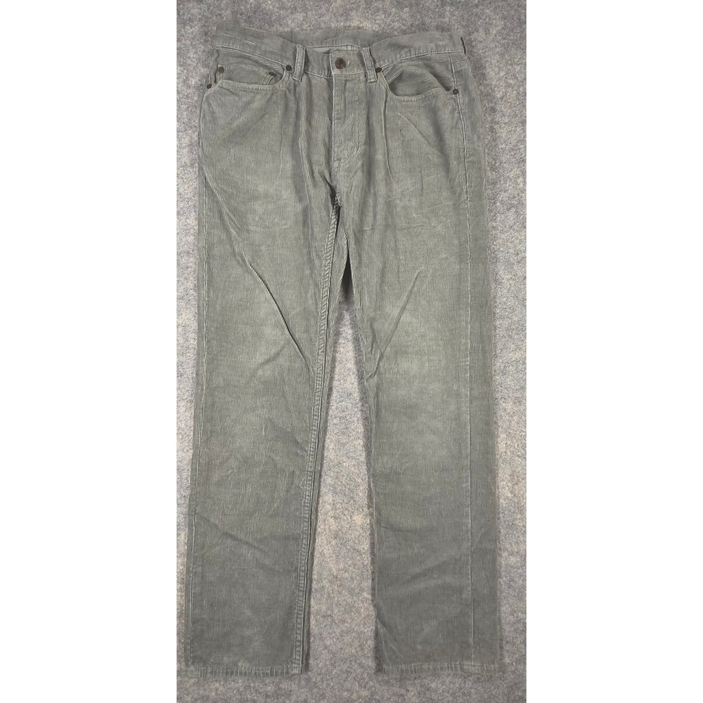 Polo Ralph Lauren Mens Grey Corduroy Pants 32x30 Straight Leg Cotton Vintage
